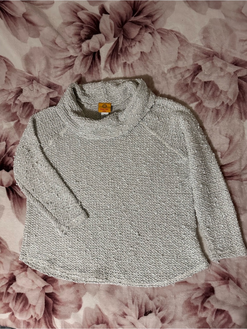 Ruby Rd. Petite Cream Textured Crewneck Sweater